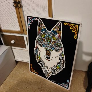 Cuadro Lobo Terciopelo Multicolor