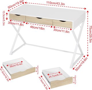 MESA ESCRITORIO O TOCADOR WOLTU CON 3 CAJONES