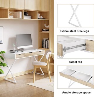 MESA ESCRITORIO O TOCADOR WOLTU CON 3 CAJONES