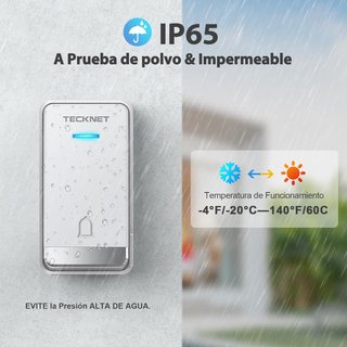 TECKNET Timbre inalámbrico enchufable impermeable