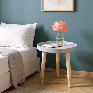 Mesa auxiliar madera decorativa 36x30 cm