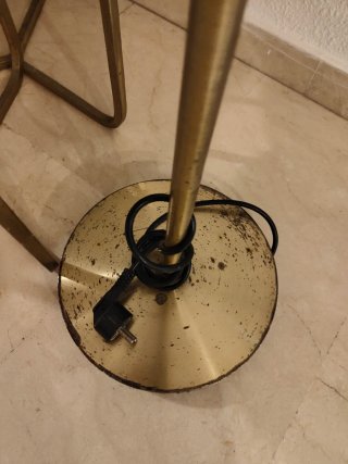 Lampada da terra dorata e beige
