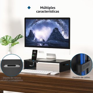 BONTEC soporte monitor madera negro