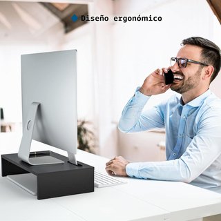 BONTEC soporte monitor madera negro