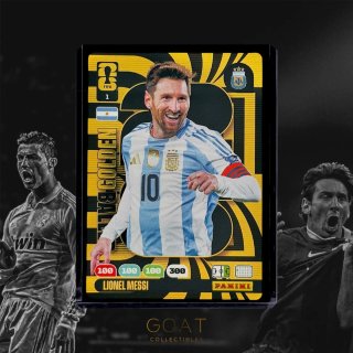 Cromo de Messi Golden Baller adrenalyn world cup