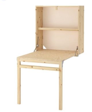 Mesa plegable IVAR madera con fondo y balda