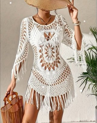 Vestido de playa crochet blanco NUEVO