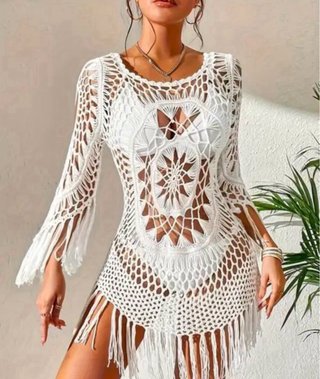 Vestido de playa crochet blanco NUEVO