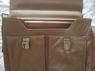 Maletín Samsonite Piel y Lona Marrón Beige