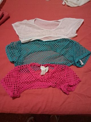 3 Tops Rejilla Niña  talla 8 años