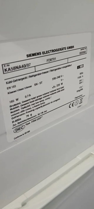 NEVERA AMERICANA SIEMENS NO FROST ENERGÍA A+