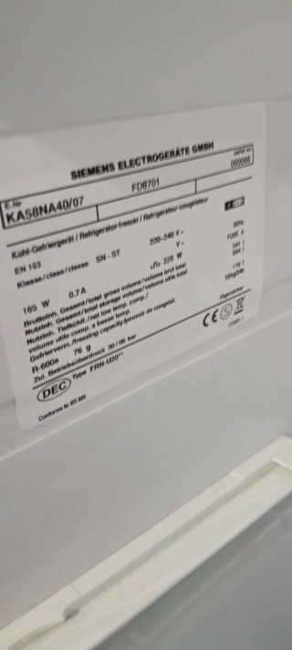 NEVERA AMERICANA SIEMENS NO FROST ENERGÍA A+