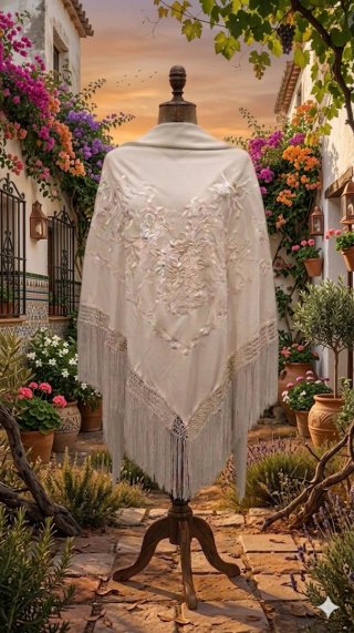 Manton Beige/Blanco 190cm Para cualquier evento