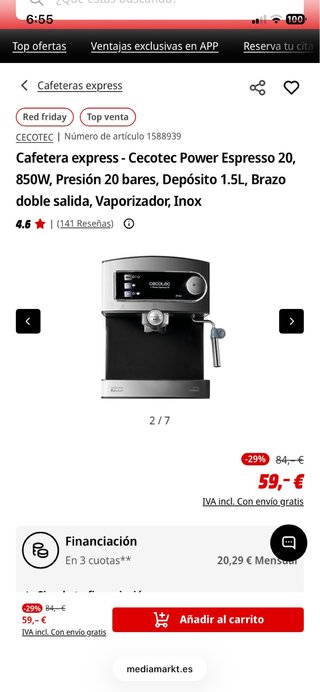 Cafetera Cecotec Power Espresso 20