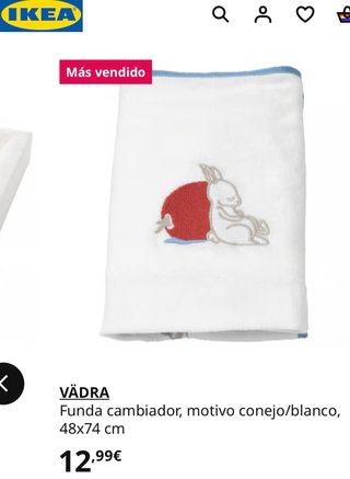 Cambiador Bebé 48x74cm + Funda VÄDRA