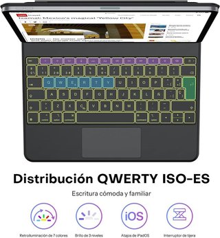 OMOTON Teclado ES iPad 13'' Trackpad RGB 7 Colores