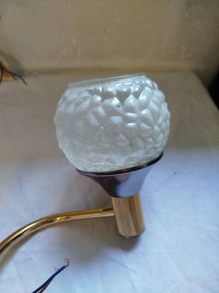 Coppia applique ottone boccia vetro