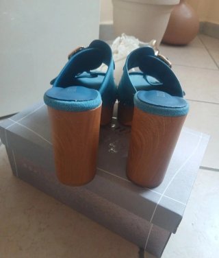 ISABAC Sandali Zeppa Denim Blu Tg. 39