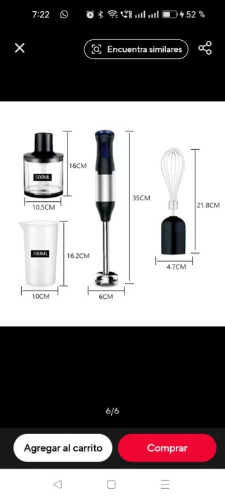 Batidora de Mano 1000W 4 en 1