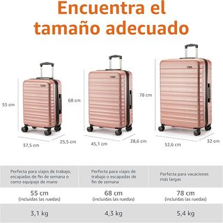 Maleta Amazon Basics Rosa Rígida 4 Ruedas