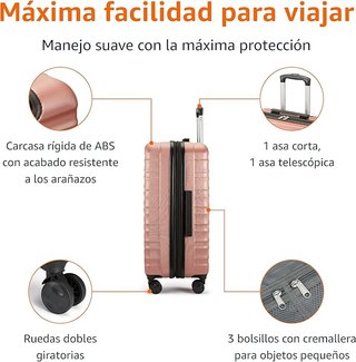 Maleta Amazon Basics Rosa Rígida 4 Ruedas