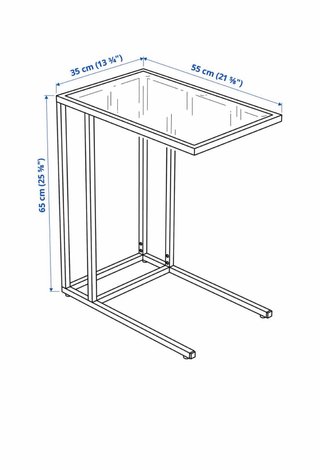 Mesa auxiliar cristal y metal