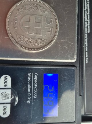 Suiza 5 Francos 1923 Plata