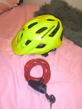 Casco Bici Rockrider y Candado Pitón Rojo