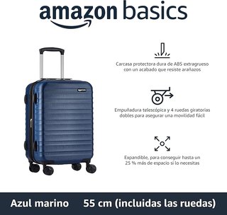 Maleta de cabina Amazon Basics azul