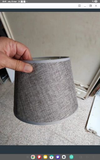 Pantalla lámpara tela gris 15cm alto x 20cm diam