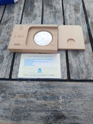 5 ecus 1990 moneda plata