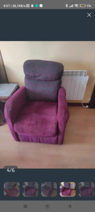 Sillón cómodo tela morado y negro