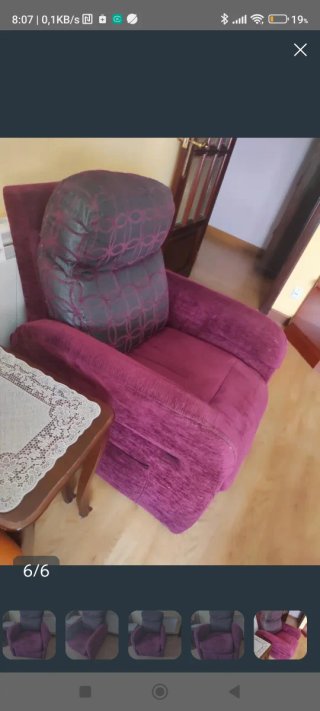 Sillón cómodo tela morado y negro