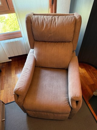 Sofá reclinable tela beige/marrón