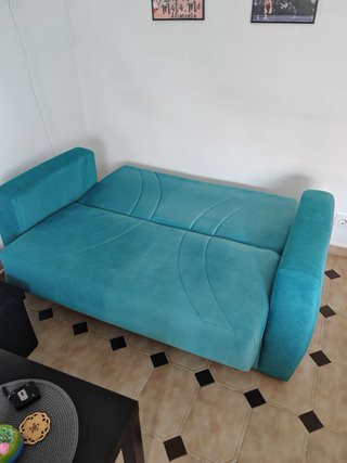 Sofá 2 plazas azul turquesa