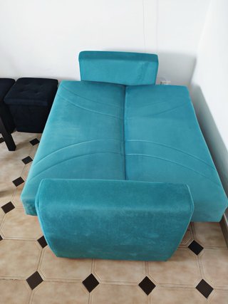 Sofá 2 plazas azul turquesa