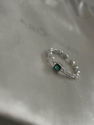 Anello Argento 925 Pietra Verde Regolabile