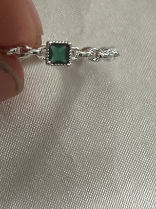 Anello Argento 925 Pietra Verde Regolabile