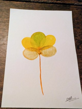 Acquerello fiore giallo e verde