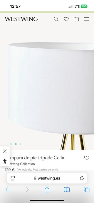 Lampada da terra Westwing dorata