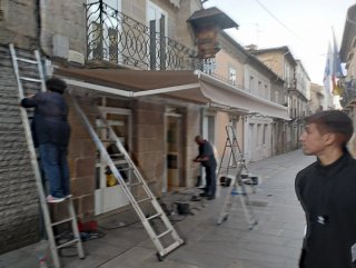 Toldo de tela impermeable beige