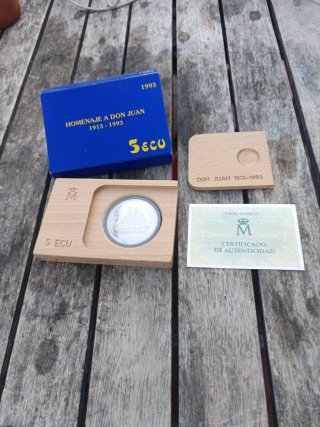 Moneda Plata 5 Ecus España 1993
