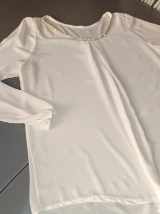 Blusa camicetta bianca donna dettagli gioiello M