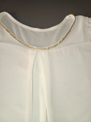 Blusa camicetta bianca donna dettagli gioiello M