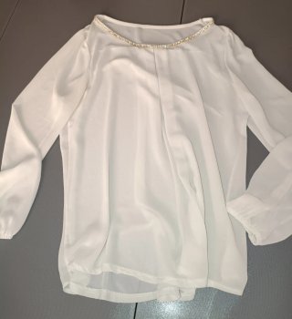 Blusa camicetta bianca donna dettagli gioiello M