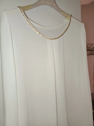 Blusa camicetta bianca donna dettagli gioiello M