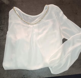 Blusa camicetta bianca donna dettagli gioiello M