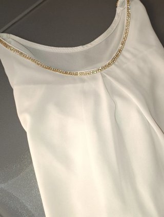 Blusa camicetta bianca donna dettagli gioiello M