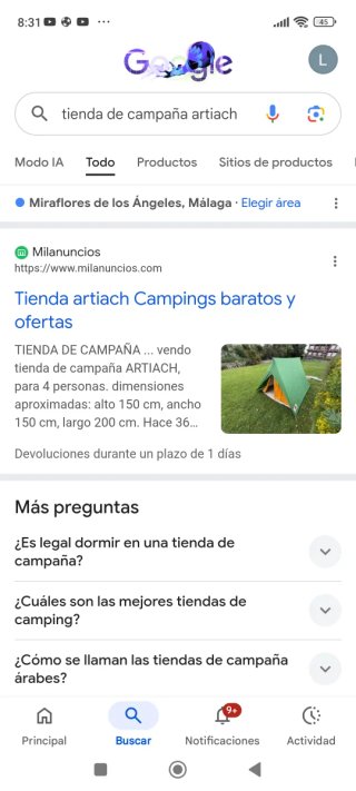 Tienda de campaña Artiach 6/7 plazas