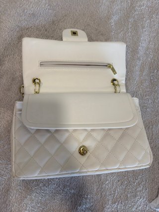 Bolso Chanel Blanco Piel Cadena Dorada